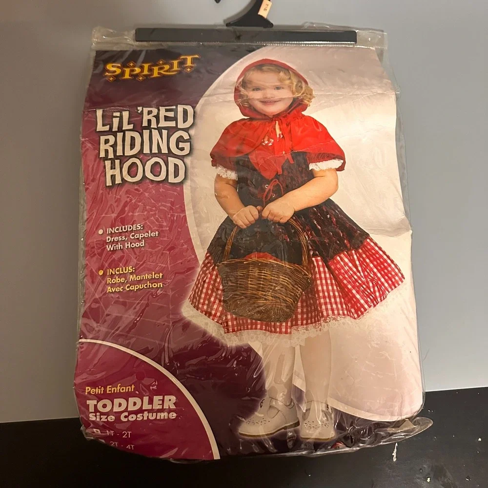 Spirit Halloween Lil‎ Red Riding Hood Toddler Costume Dress Capelet 1T-2T New
